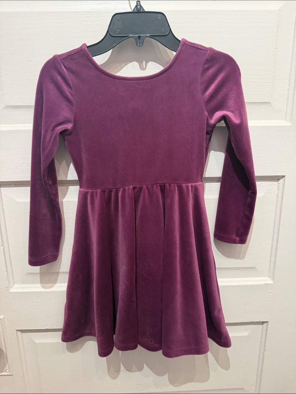 Girls' Tea size 7 Velvet Long-Sleeve Dress in Plum